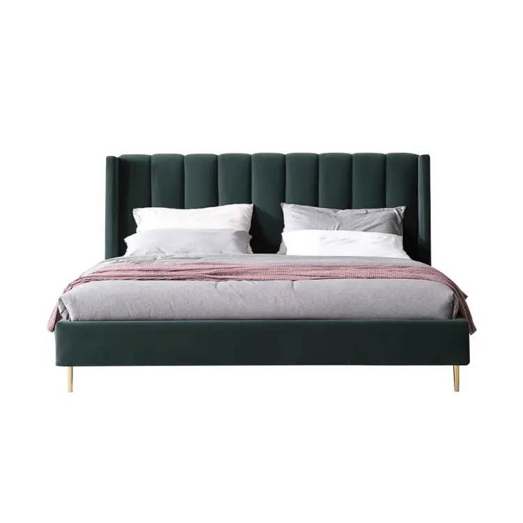 Modern Wooden Double Bed Frame-Bedroom Furniture for Home & Hotel Use Customizable Size Silk Cotton Filling — image 5