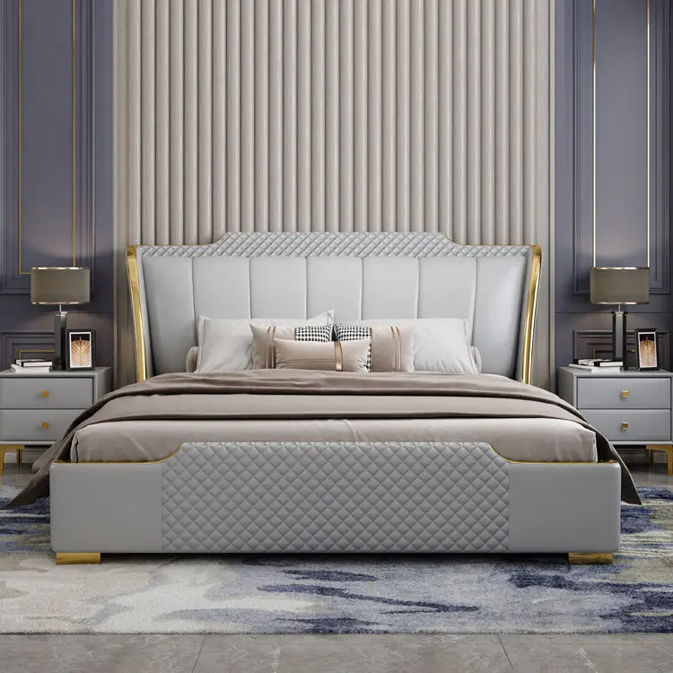 Factory Wholesale Modern Leather Royal Bed Super king Size Bed king Size Bed With Storage — image 6