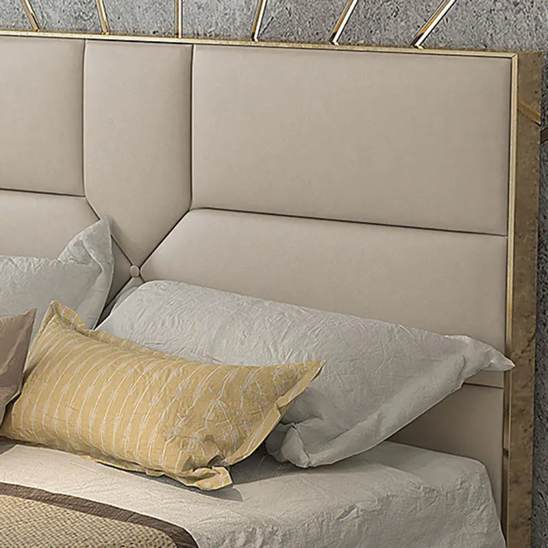 Modern Headboard High Quality Wholesale Luxury Wood Storage Bed Set Room Furniture king Size Hotel Bed Double Bed Nailhead Trim — image 4
