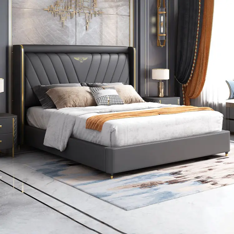 Storage Bed Frame Storage Bed Mechanism Hotel Leather Italian Design Modern Luxury Furniture Modern Upholstered Storage Beds — image 3