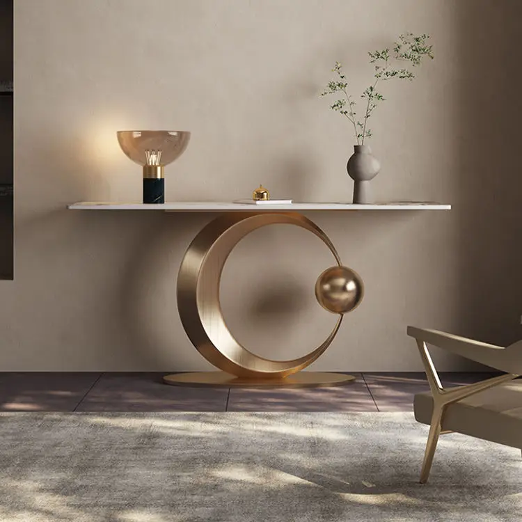 Modern Porch Tall Console Table Home Furniture Decorations Stainless Steel Brushed Hallway Tables — image 5