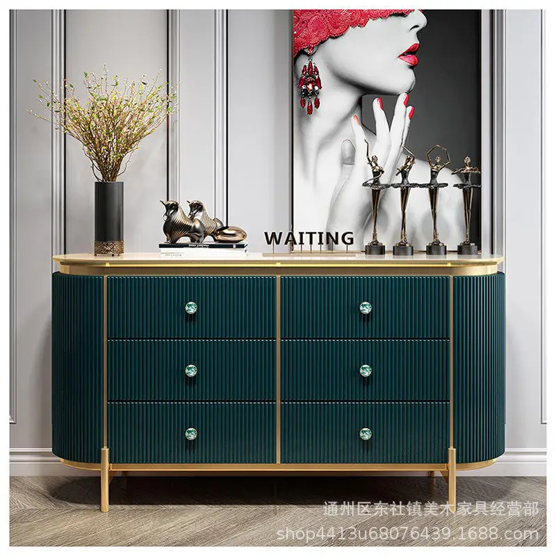 Luxury Design Dark Grey Wood Sideboards Buffet Cabinets Golden Modern Living Room Console Table — image 2