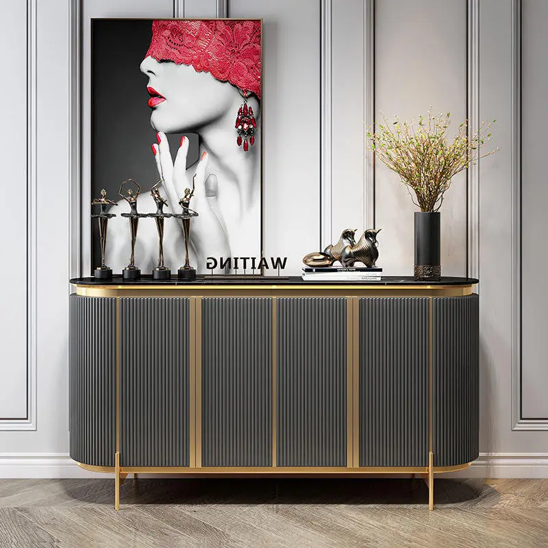 Wholesale Low Moq Design Sideboard Buffet Table Luxury Console Table Gold Base Marble Top or Sale — image 2
