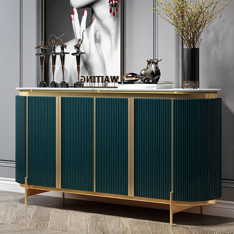 Wholesale Low Moq Design Sideboard Buffet Table Luxury Console Table Gold Base Marble Top or Sale — image 3