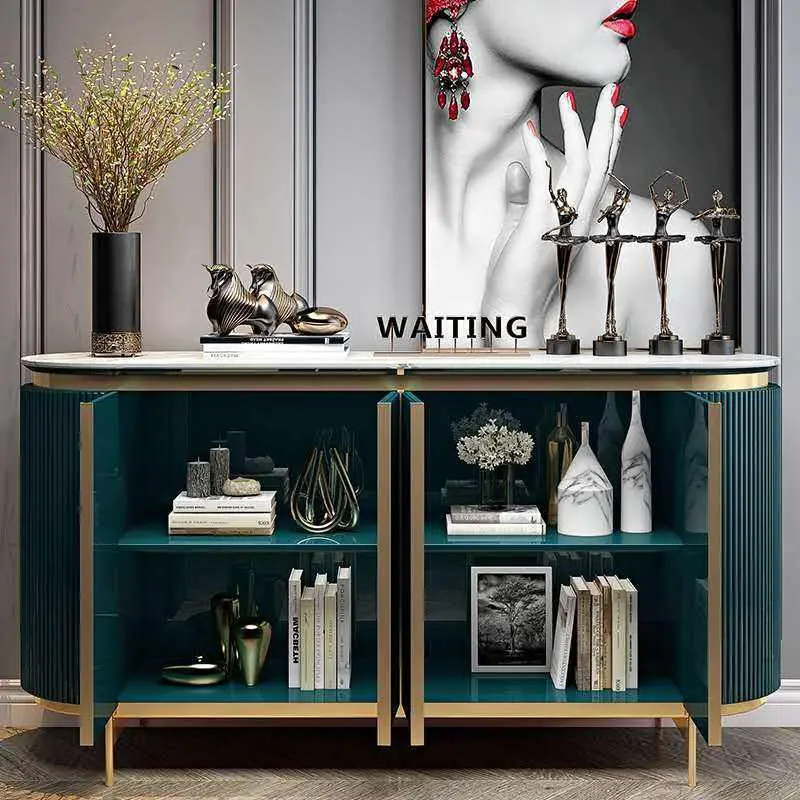 Wholesale Low Moq Design Sideboard Buffet Table Luxury Console Table Gold Base Marble Top or Sale — image 5
