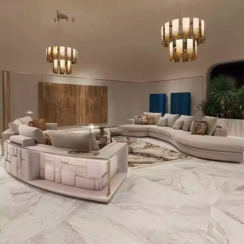Furnistyle Manufacturer Custom Luxury Italian Designer Half Moon Sofa New Design Home Curved Sofa Set Furniture Luxury S — view 1