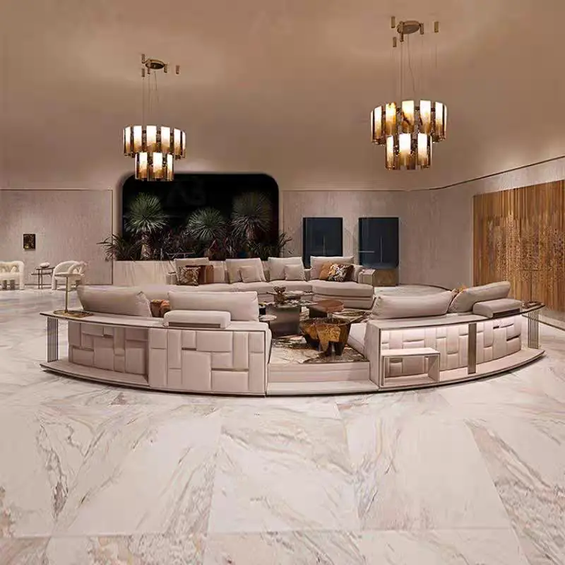 Furnistyle Manufacturer Custom Luxury Italian Designer Half Moon Sofa New Design Home Curved Sofa Set Furniture Luxury Sofa — image 2