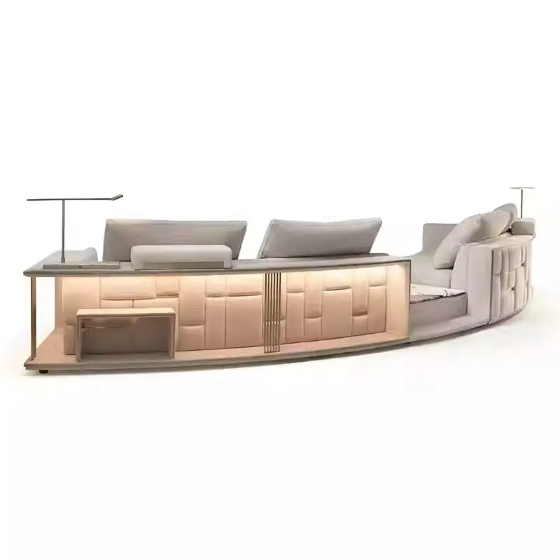 Furnistyle Manufacturer Custom Luxury Italian Designer Half Moon Sofa New Design Home Curved Sofa Set Furniture Luxury Sofa — image 3