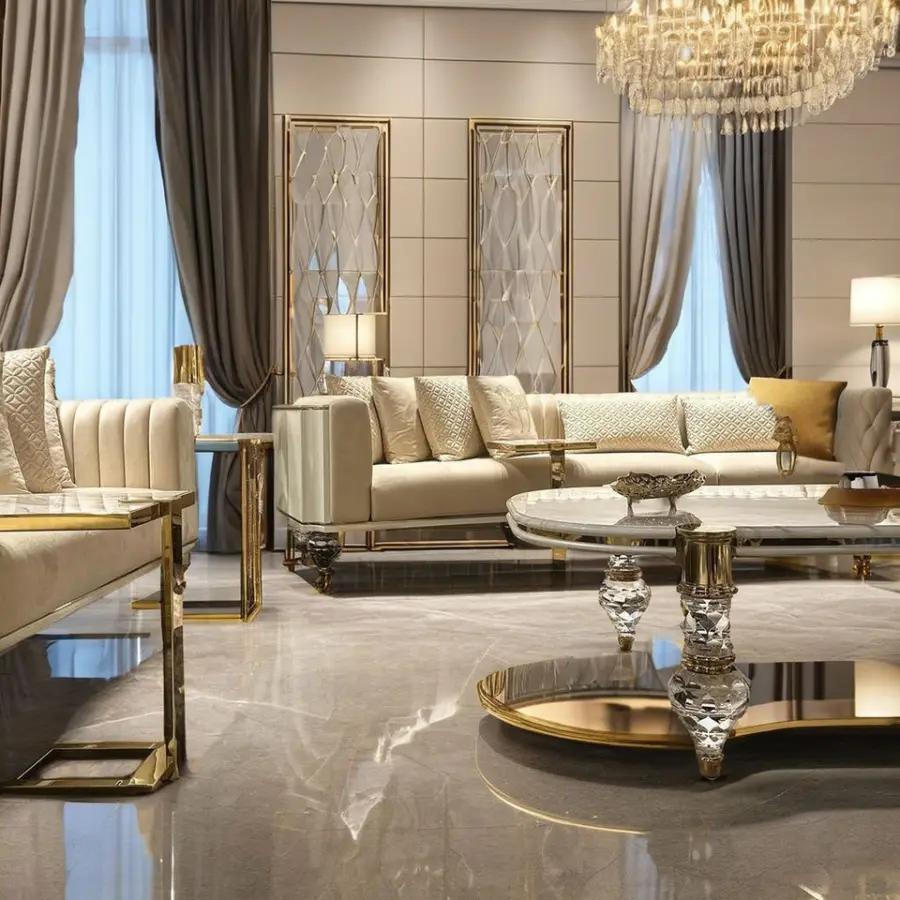 Premium Villa Modern Style Light Luxury Leather/Fabric Sectional Sofa Set with 3-5 Year Warranty-Factory Price — image 5