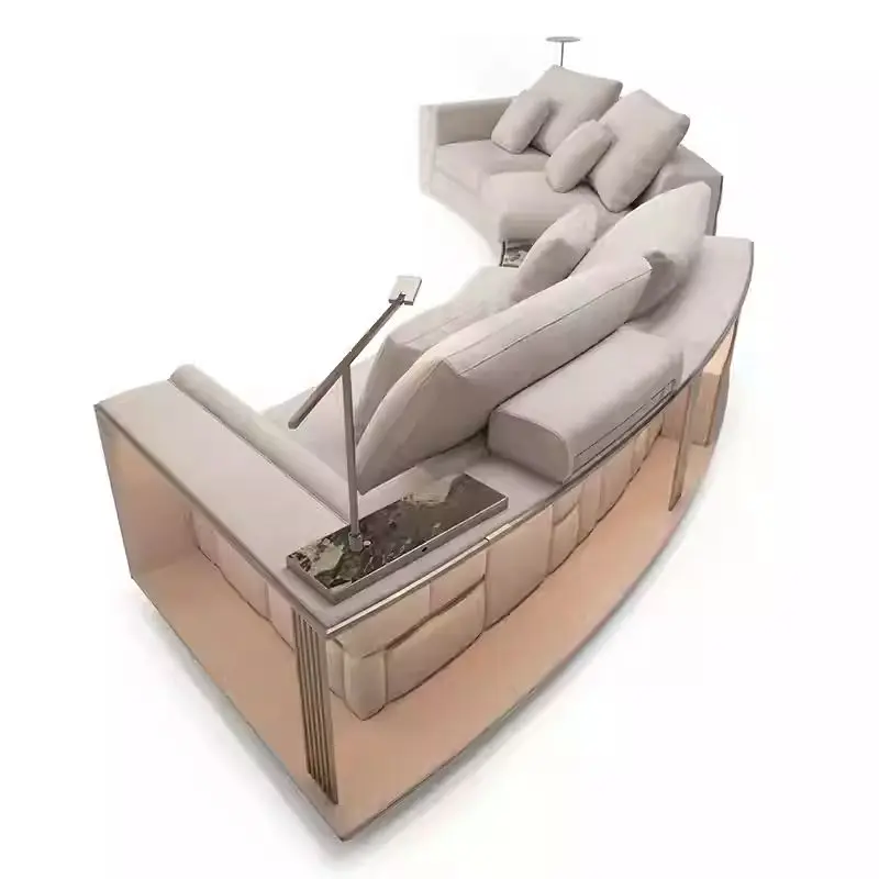 Furnistyle Manufacturer Custom Luxury Italian Designer Half Moon Sofa New Design Home Curved Sofa Set Furniture Luxury Sofa — image 5