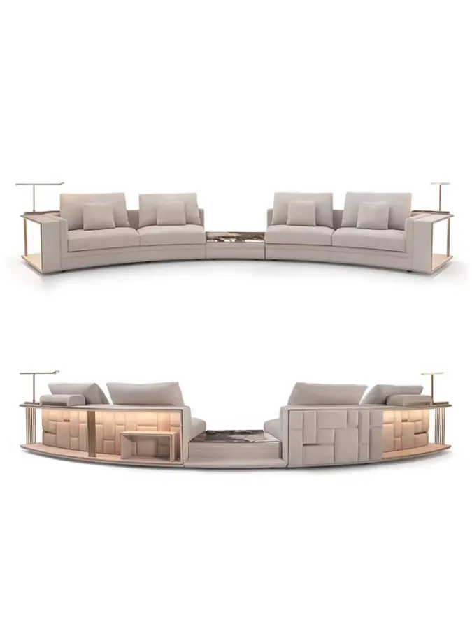 Furnistyle Manufacturer Custom Luxury Italian Designer Half Moon Sofa New Design Home Curved Sofa Set Furniture Luxury Sofa — image 6