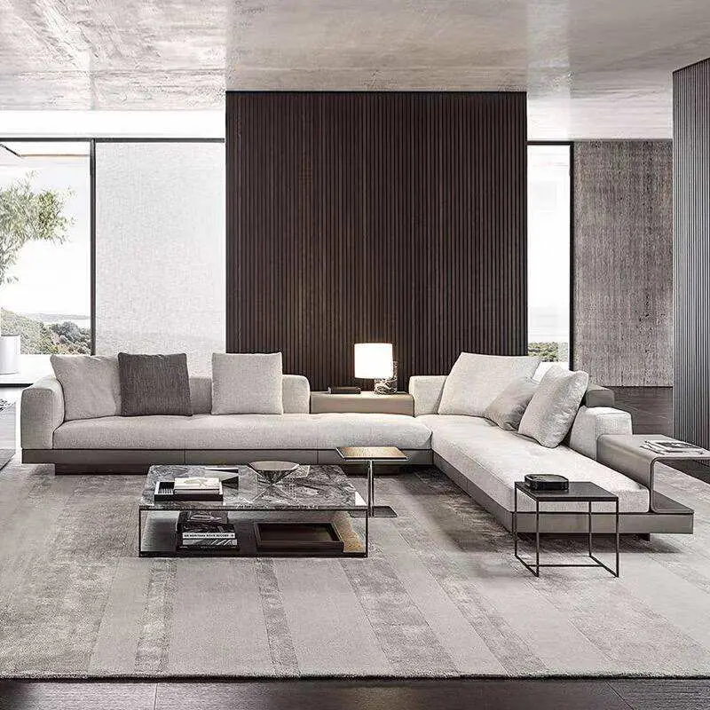 Factory Price Furnistyle 3 Seater L Shape Sofa Live Room Set Modern Luxury Italian Sofa Set Furniture White Couch Sofa — image 4