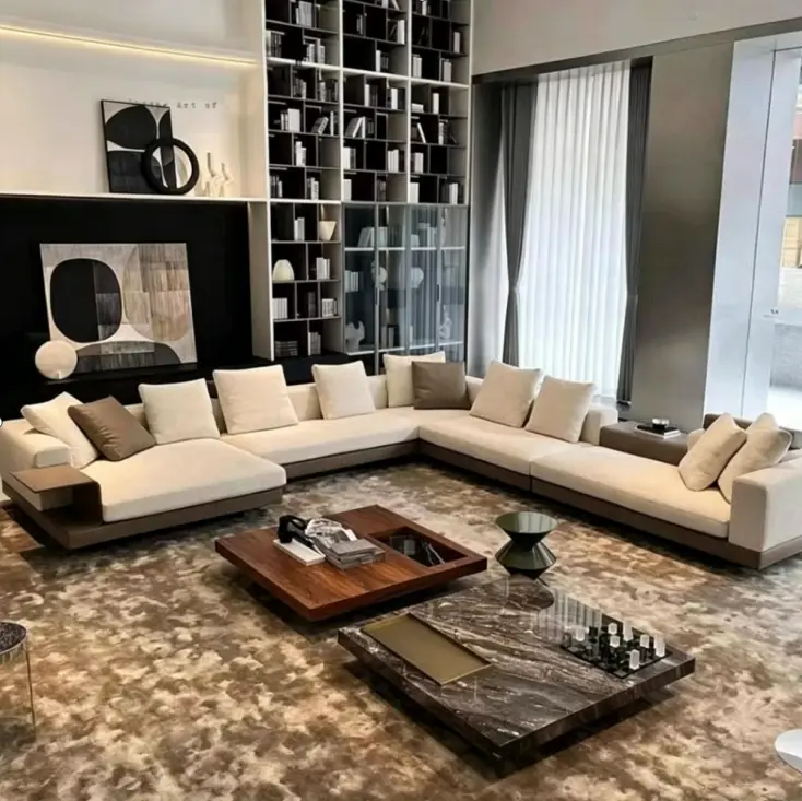 Factory Price Furnistyle 3 Seater L Shape Sofa Live Room Set Modern Luxury Italian Sofa Set Furniture White Couch Sofa — image 6
