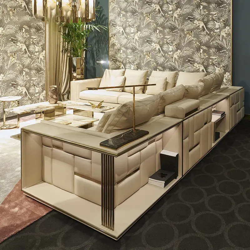 factory price Furnistyle High-End Italian Leather Sofa Design Modern Luxury Villa Furniture with Genuine Leather Couches — view 1