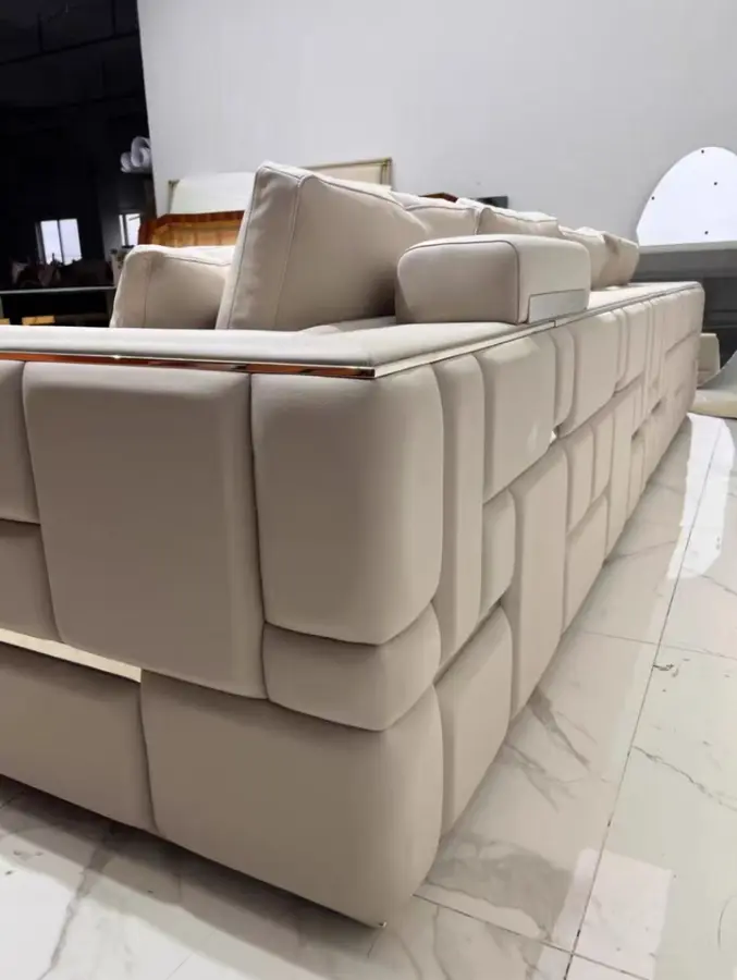 factory price Furnistyle High-End Italian Leather Sofa Design Modern Luxury Villa Furniture with Genuine Leather Couches — image 3