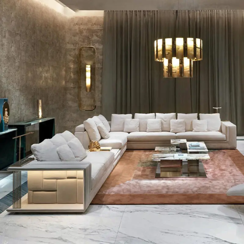 factory price Furnistyle High-End Italian Leather Sofa Design Modern Luxury Villa Furniture with Genuine Leather Couches — image 4