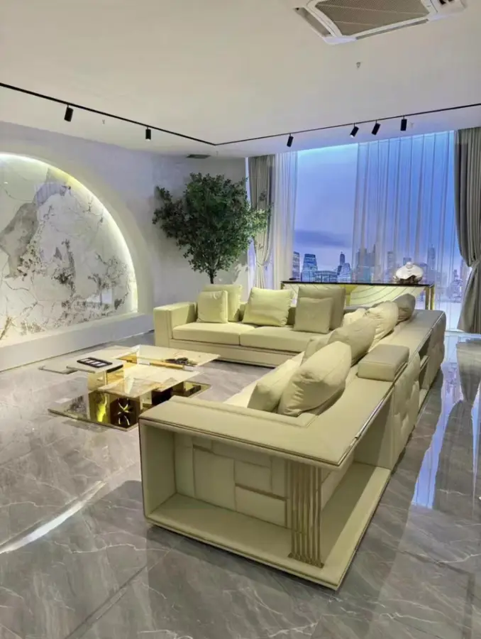 factory price Furnistyle High-End Italian Leather Sofa Design Modern Luxury Villa Furniture with Genuine Leather Couches — image 6