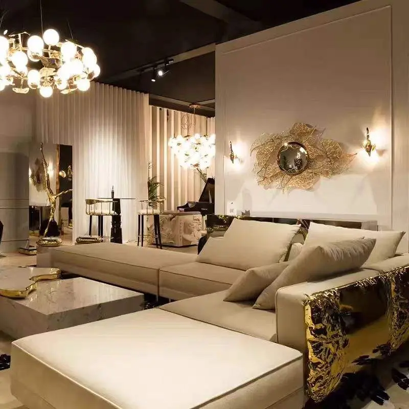 Furnistyle Modern Minimalist Three-Seater Villa Sofa Set High-End Luxury Imperfect Combination Frosted Leather for Hotels — image 4