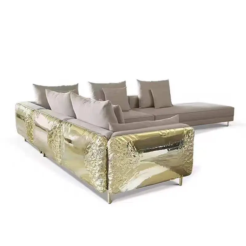 Furnistyle Modern Minimalist Three-Seater Villa Sofa Set High-End Luxury Imperfect Combination Frosted Leather for Hotels — image 5