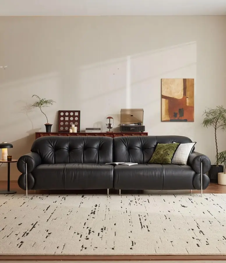 Furnistyle Genius Leather King Sofa Set Full Bull Grain-Studded Genuine Leather Recliner for Living Room with Sponge Filling — image 3