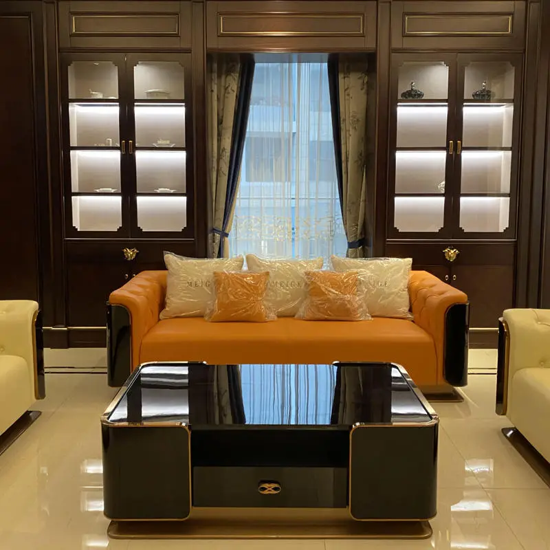 Furnistyle Chesterfield Luxury Genuine Leather Living Room Home Furniture Nordic Big Design Wooden Classical Arabic Sofa Sets — image 5