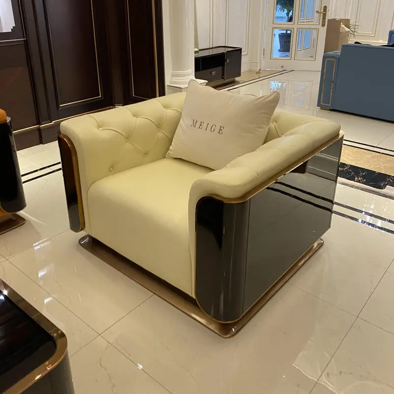 Furnistyle Chesterfield Luxury Genuine Leather Living Room Home Furniture Nordic Big Design Wooden Classical Arabic Sofa Sets — image 6