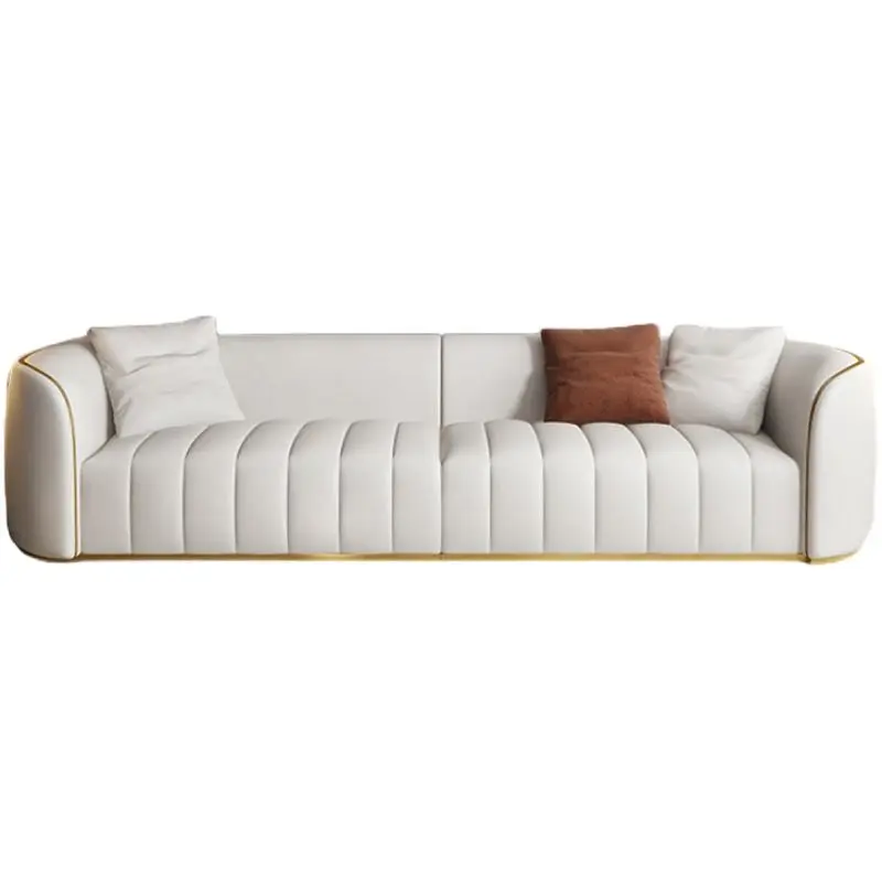 Furnistyle European Leather Sectional Sofa Modern Living Room Furniture Loveseat Accent Velvet — image 3
