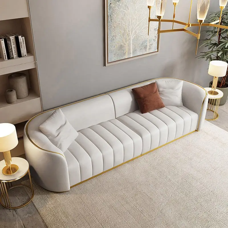 Furnistyle European Leather Sectional Sofa Modern Living Room Furniture Loveseat Accent Velvet — image 4