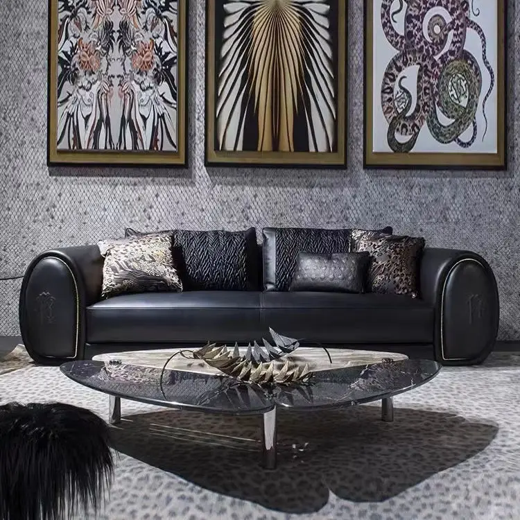 Furnistyle Customization Huge Italian Modern Sectional Sofa Couch Living Room Leather Luxury Sectional Sofa — view 1