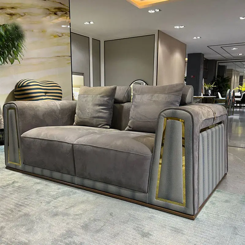 Furnistyle Modular Sectional Leather Velvet Fabric Modern Luxury Sofa Set for Living Room and Villa — image 4