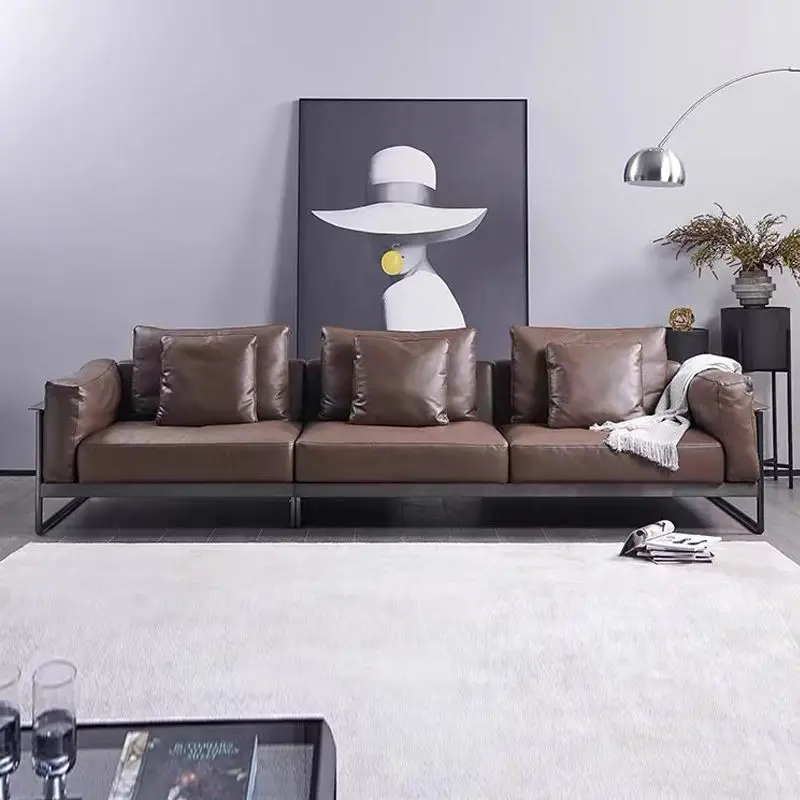Furnistyle Italian High End Luxury Sofa Set Home Furniture 4 Seater Leather Sofa — image 2