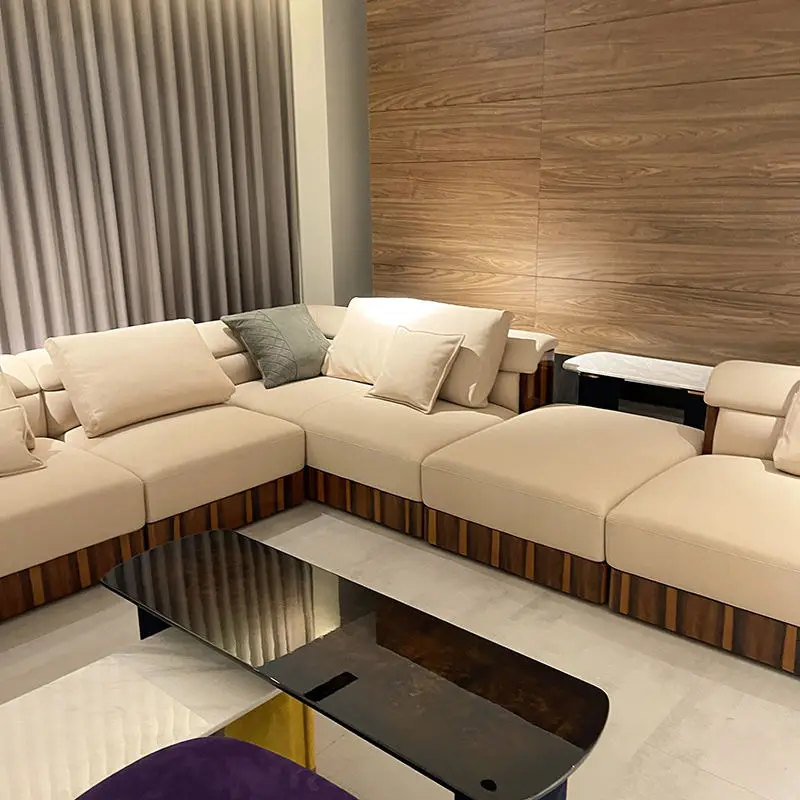 Furnistyle Contemporary Nordic Modern L Shaped Velvet Fabric Luxury Corner Sectional Sofa Set for Living Room — image 4