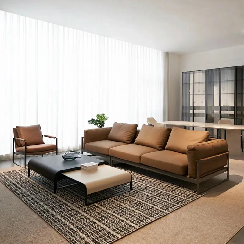 Furnistyle Italian High End Luxury Sofa Set Home Furniture 4 Seater Leather Sofa — image 3