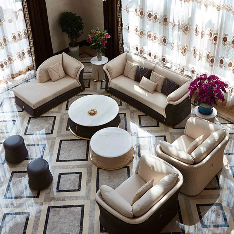 Furnistyle Italian Leather Modern Furniture Sofa Set Luxury Sectional Couch Sofa Set Furniture Living Room Luxury Sofa — image 5