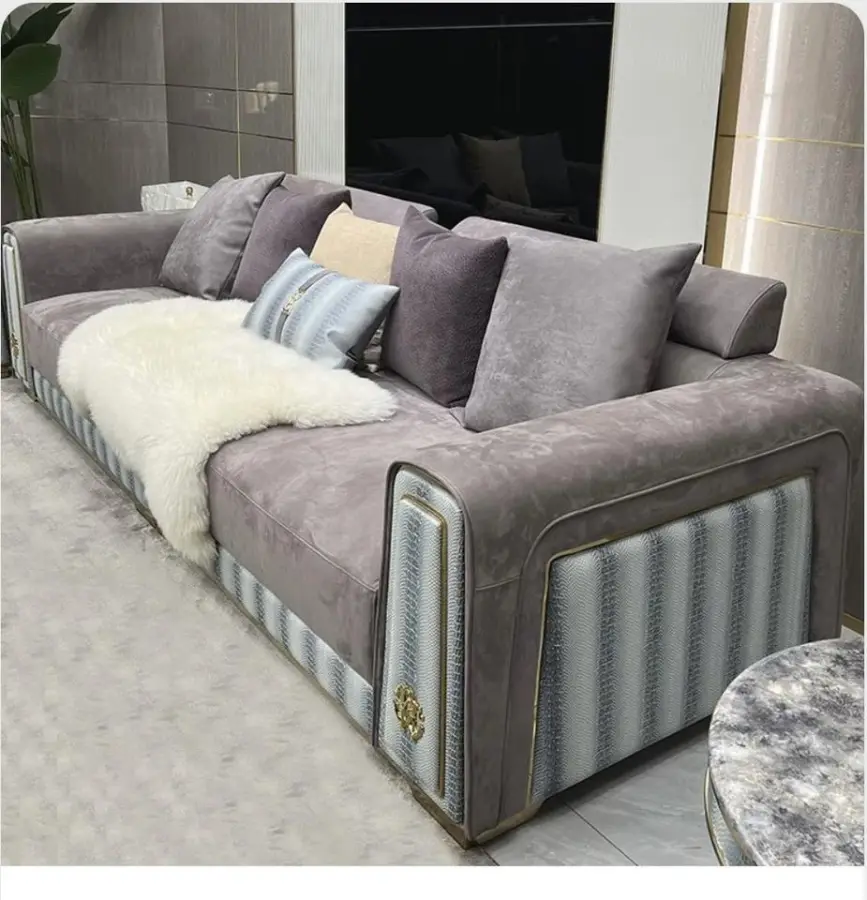 Furnistyle High End Leather Light Luxury Italian Home Furniture Sofa Set Furniture Living Room Modern Genuine Sectional — view 1