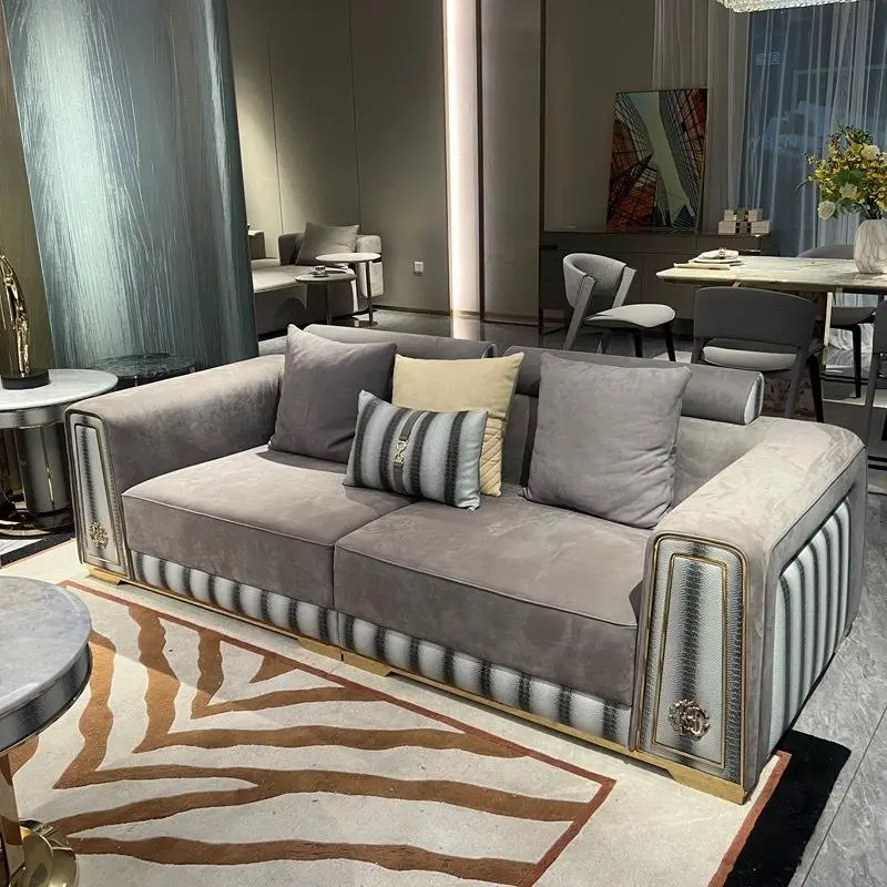 Furnistyle High End Leather Light Luxury Italian Home Furniture Sofa Set Furniture Living Room Modern Genuine Sectional Sofa — image 2