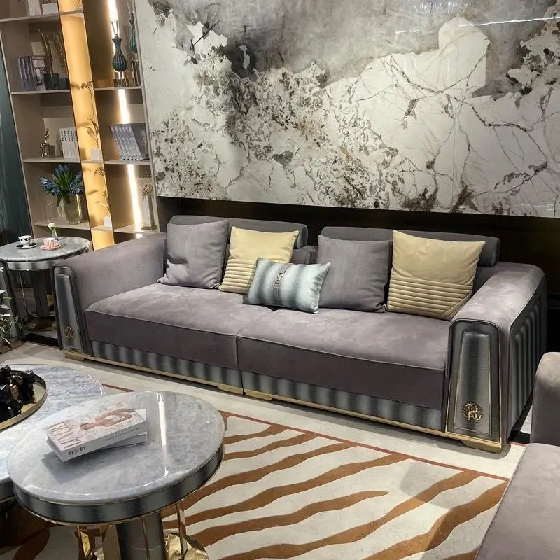 Furnistyle High End Leather Light Luxury Italian Home Furniture Sofa Set Furniture Living Room Modern Genuine Sectional Sofa — image 4