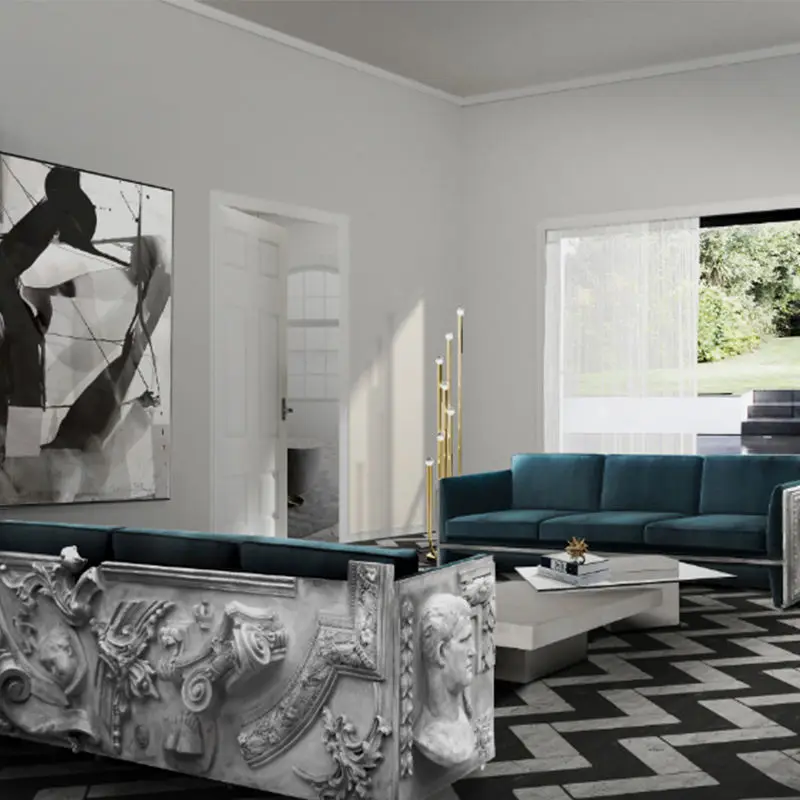 Latest Living Room Sofa Italian New Design Modern Luxury Living Room Furnitures Living Room Sofa Set for Villa — image 4