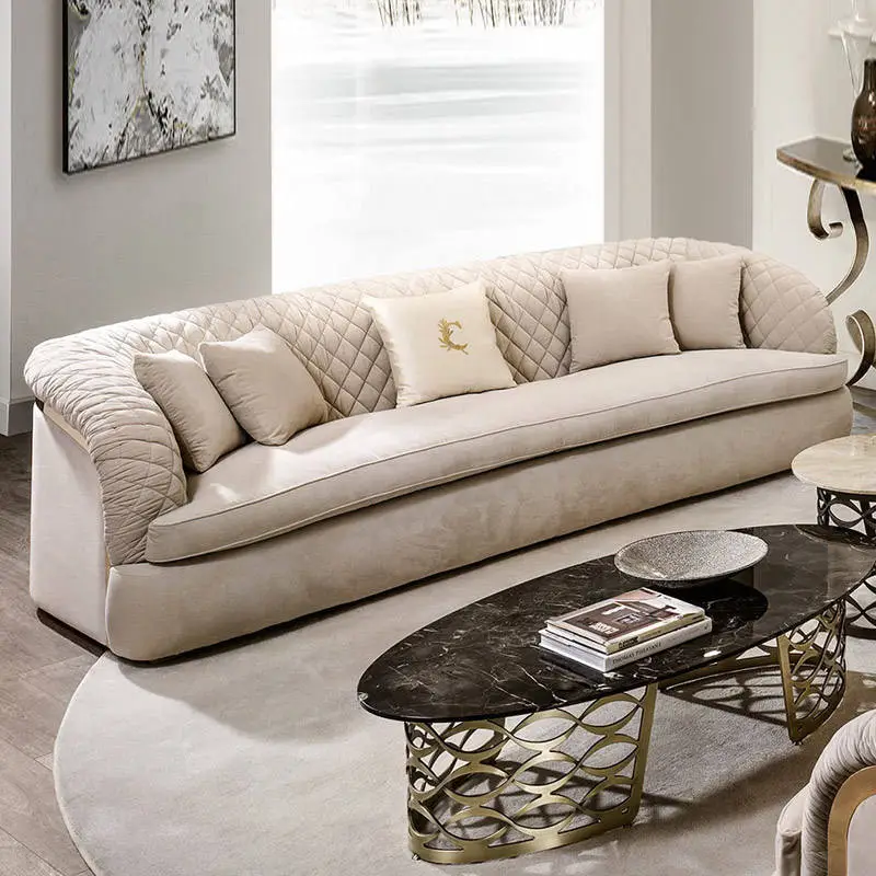Furnistyle European Style Sectional Fabric High Quality Modern Curved Three Seater Sofa Living Room Furniture — image 3