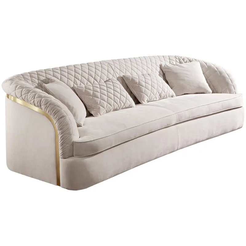 Furnistyle European Style Sectional Fabric High Quality Modern Curved Three Seater Sofa Living Room Furniture — image 5