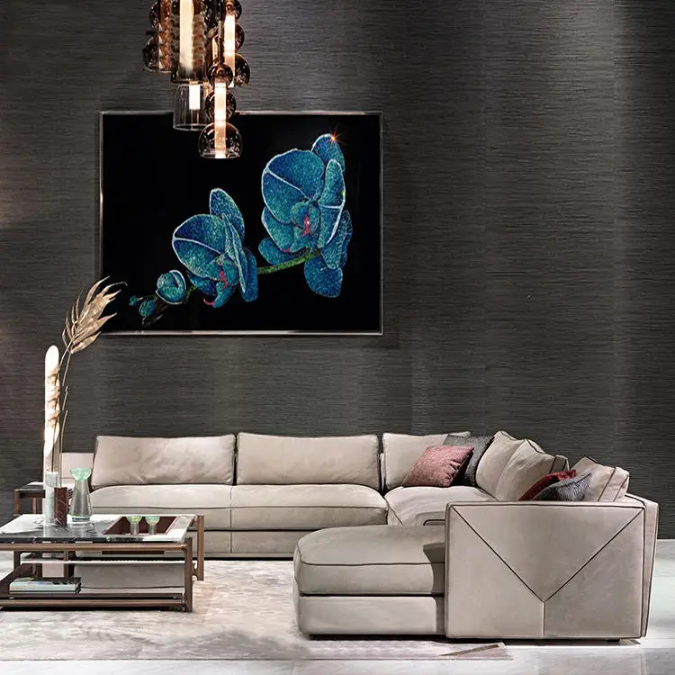 Furnistyle Latest Designs High End Modern Style Sectional Couches Velvet l Shape 7 Seater Sofa Set Luxury Furniture — image 4