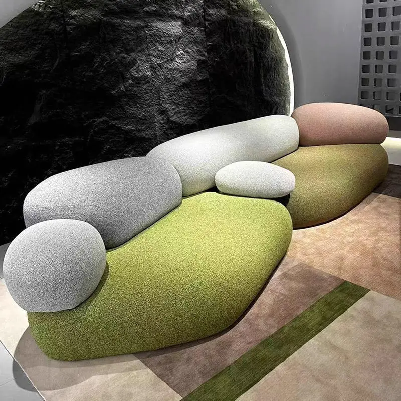 Furnistyle Nordic Simplicity Stone Genuine Leather Egg-shaped Oval Sofa Seat Stool Designer Creative Luxury Living Room — view 1