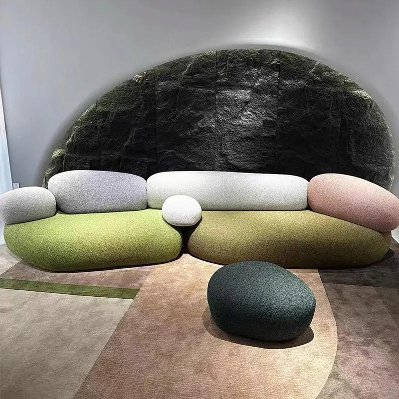 Furnistyle Nordic Simplicity Stone Genuine Leather Egg-shaped Oval Sofa Seat Stool Designer Creative Luxury Living Room — image 3