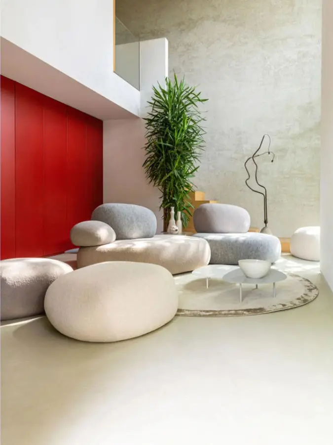 Furnistyle Nordic Simplicity Stone Genuine Leather Egg-shaped Oval Sofa Seat Stool Designer Creative Luxury Living Room — image 5
