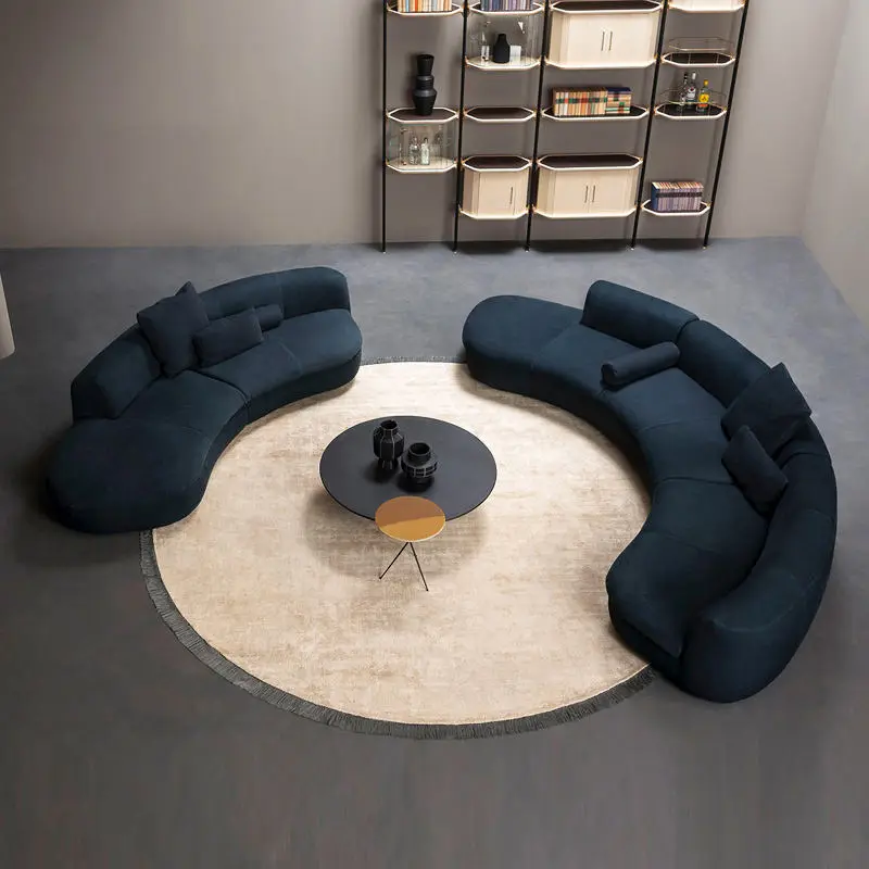 Furnistyle Italian High End Genuine Leather Sectional Contemporary Living Room Furniture Curved Modern Sofa Set Apartment Hotel — image 2