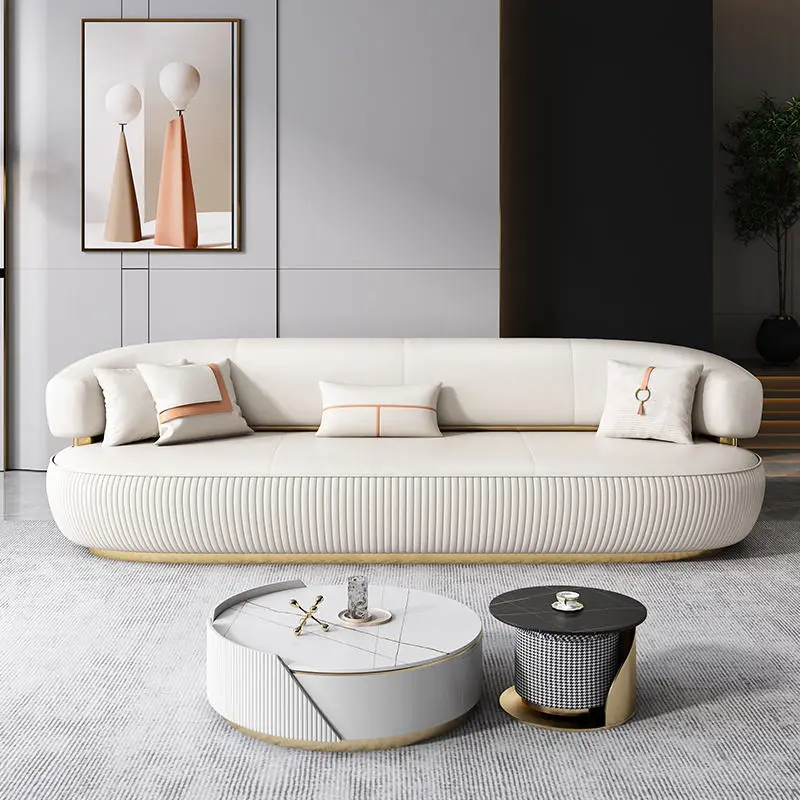 Furnistyle Italian Luxury Brand 7-Seater Extendable Sofa Set High Quality Living Room Furniture Sponge Wholesale Fashion — view 1