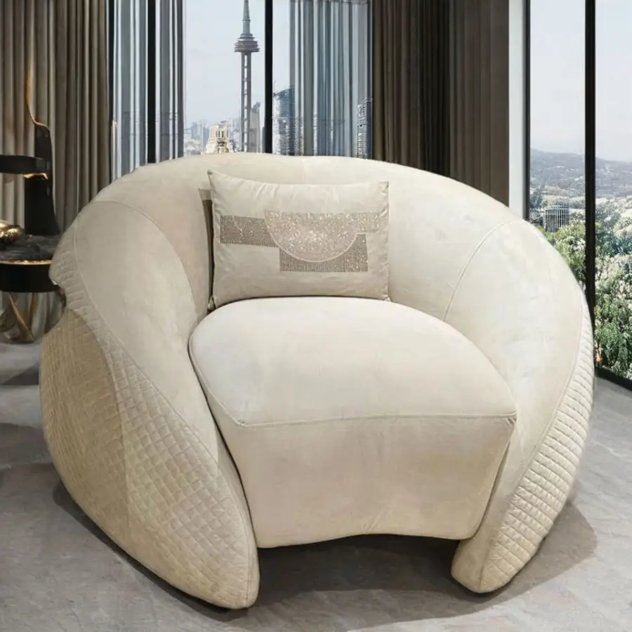 Luxury Design European Style Quality Velvet Fabric Designer Curve Sofa Set Living Room Furniture Genuine Real Leather Sofa — image 4