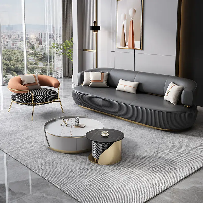 Furnistyle Italian Luxury Brand 7-Seater Extendable Sofa Set High Quality Living Room Furniture Sponge Wholesale Fashion — view 4