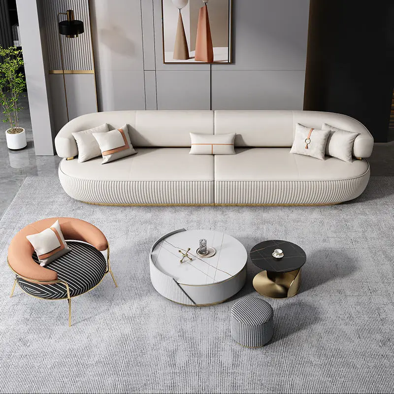 Furnistyle Italian Luxury Brand 7-Seater Extendable Sofa Set High Quality Living Room Furniture Sponge Wholesale Fashion — view 5