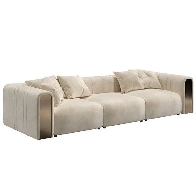 Furnistyle High Quality L Shape Luxury Sofas Living Room Furniture Lounge Sofa Sets Modern Fabric Velvet Sofa Set Furniture — image 5